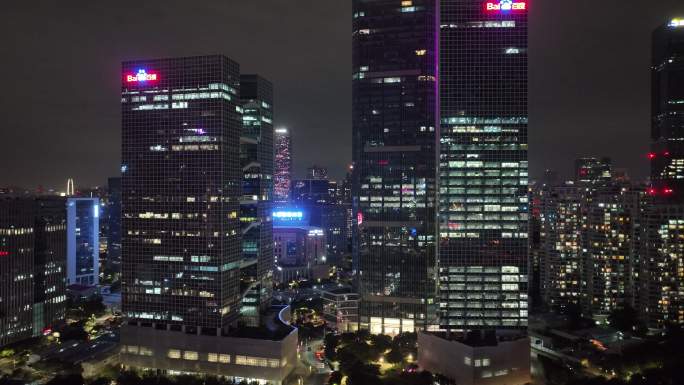 深圳南山区百度国际大厦夜景航拍