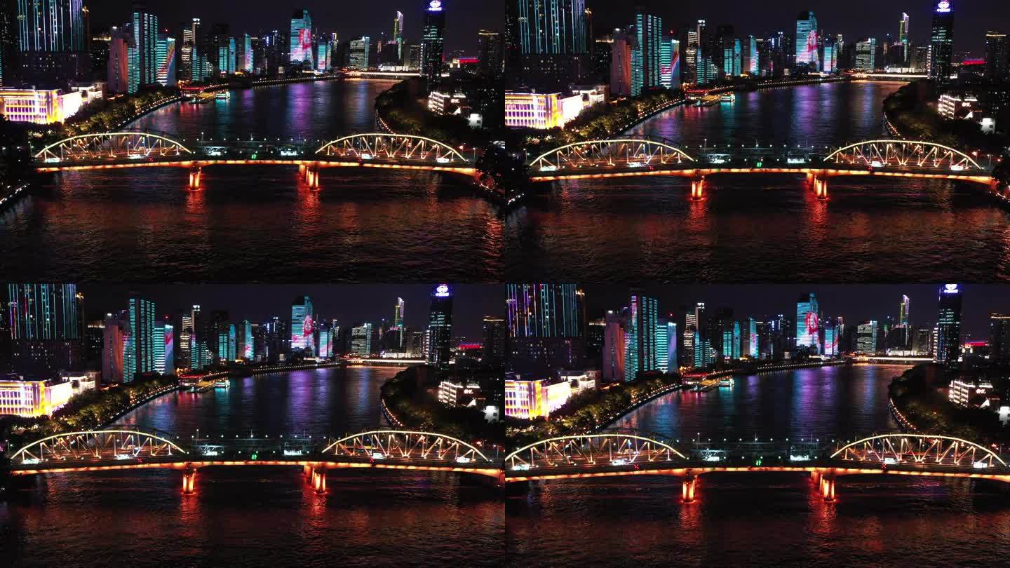 广州海珠大桥航拍夜景