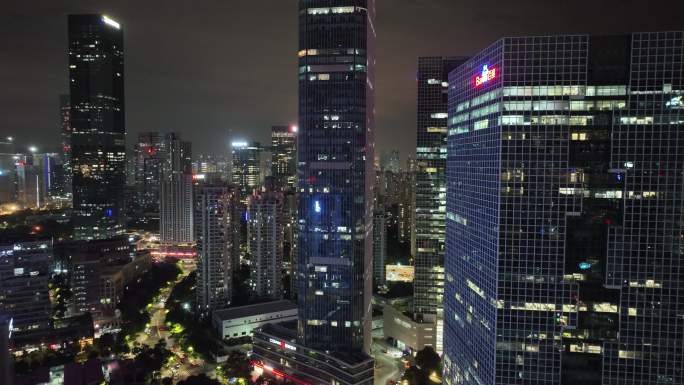 深圳南山区百度国际大厦夜景航拍