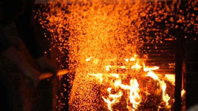 砖窑烧制烧窑窑炉火粒子