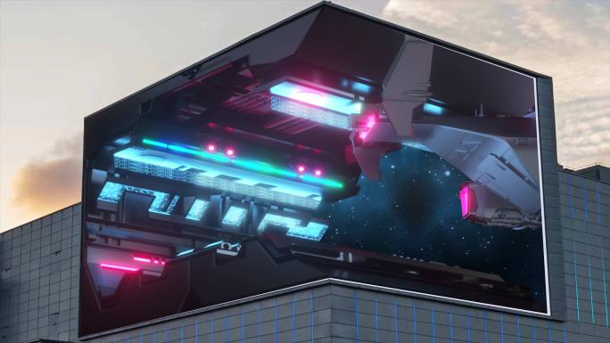 裸眼3D效果飞船 空间站 动画带工程文件