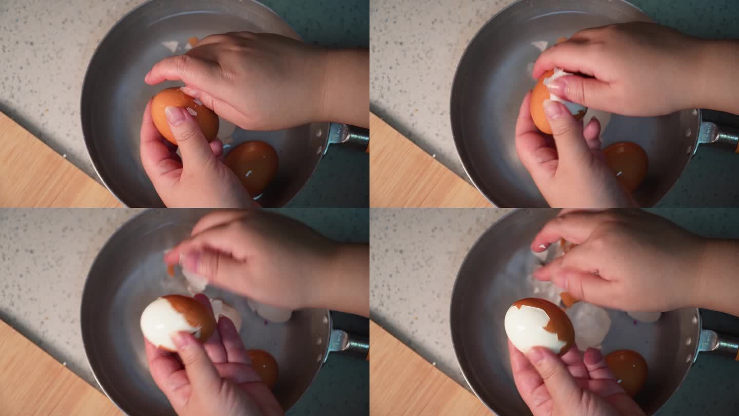 煮鸡蛋剥鸡蛋壳切鸡蛋