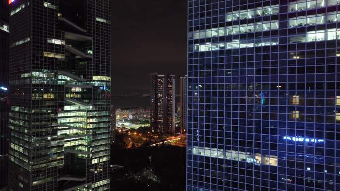 深圳南山区百度国际大厦夜景航拍