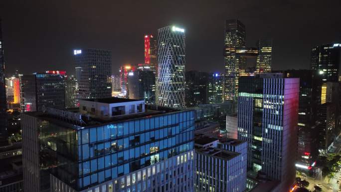 深圳南山区软件园夜景航拍