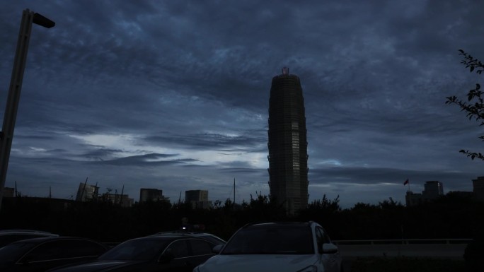 玉米楼 乌云 傍晚 夜景 郑州东区 延时