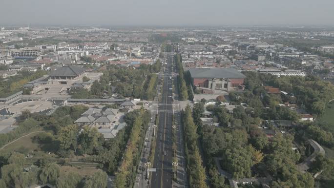 曲阜城市道路大景航拍-原素材