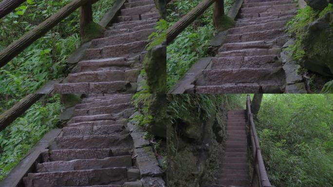 潮湿的石阶小路山路