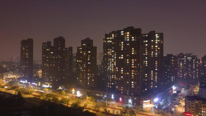 夜晚万家灯火小区楼延迟