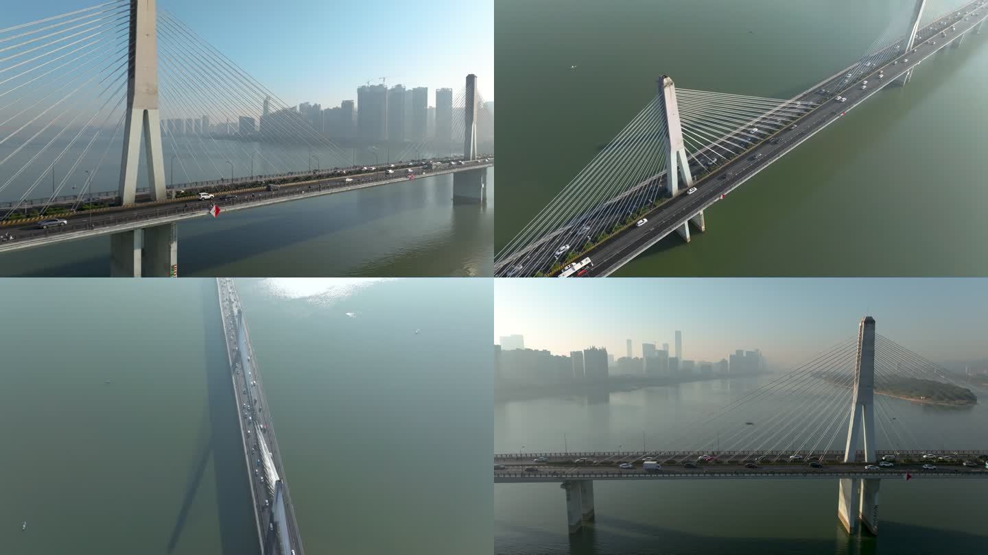 4K长沙城市 航拍银盆岭大桥车流