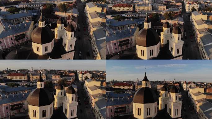 国外乌克兰教堂欧洲风格航拍