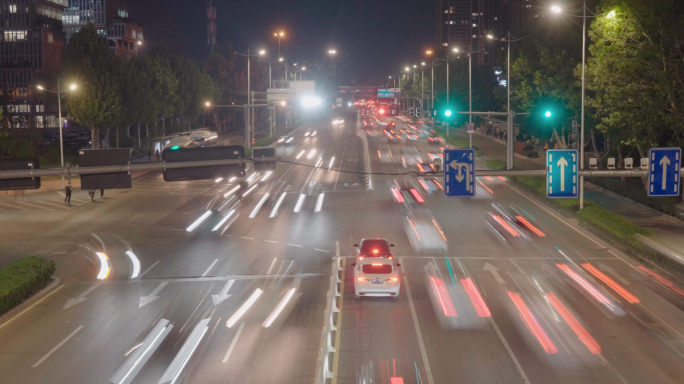 夜晚车流延时-城市夜景车水马龙