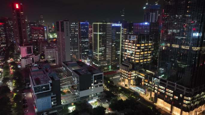 深圳南山区科技园夜景航拍