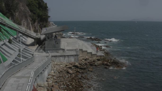 航拍 深圳 盐田 大梅沙  海边栈道