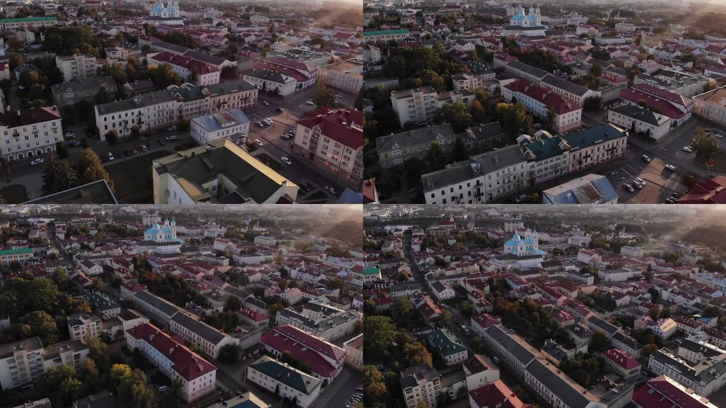 国外欧洲白俄罗斯格罗洛德广场航拍