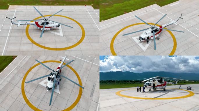 4K航拍直升飞机起飞前例行检查