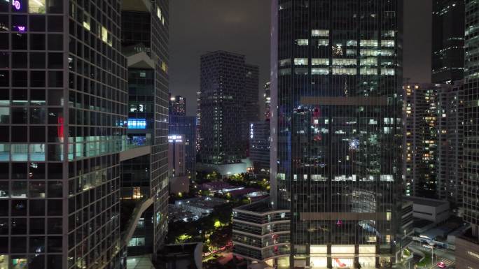 深圳南山区百度国际大厦夜景航拍