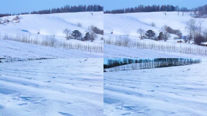 历史再现 白雪皑皑 古人骑马 蓝天白云