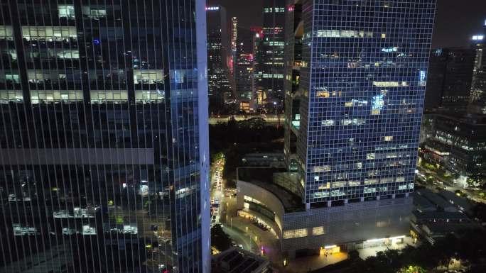 深圳南山区百度国际大厦夜景航拍