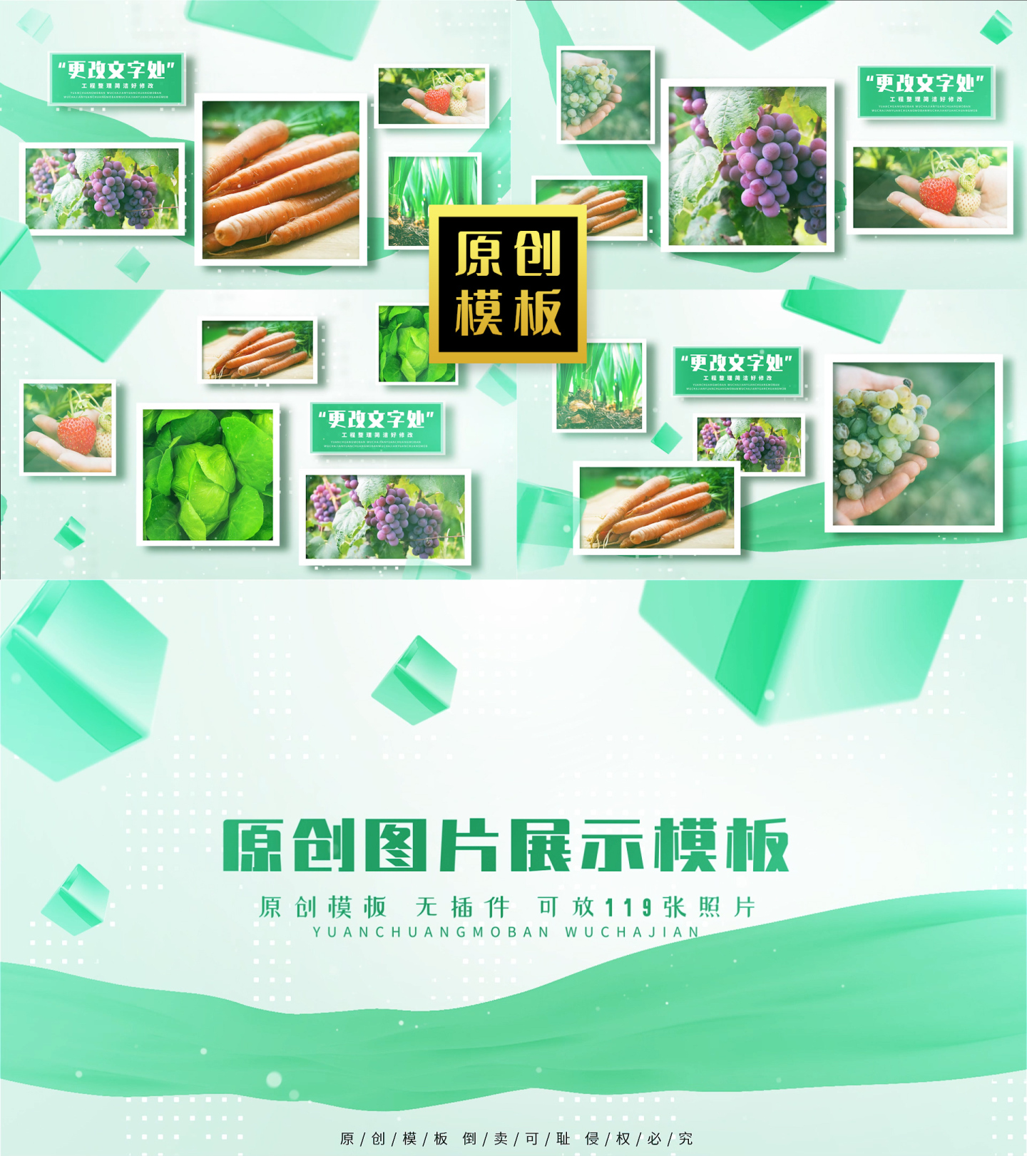 119图绿色生态多图包装健康图文展示模板