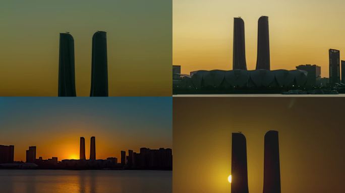 杭州之门早霞日出7组镜头