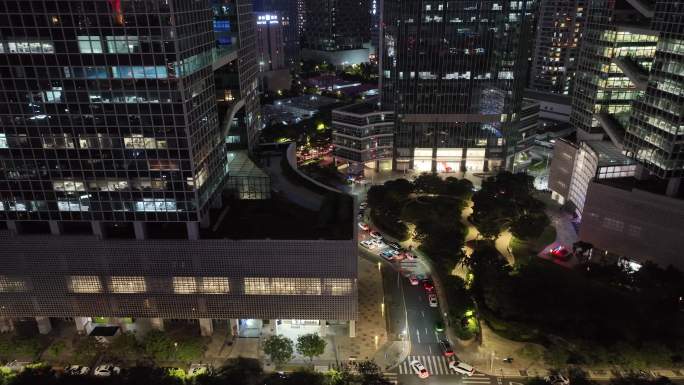 深圳南山区百度国际大厦夜景航拍
