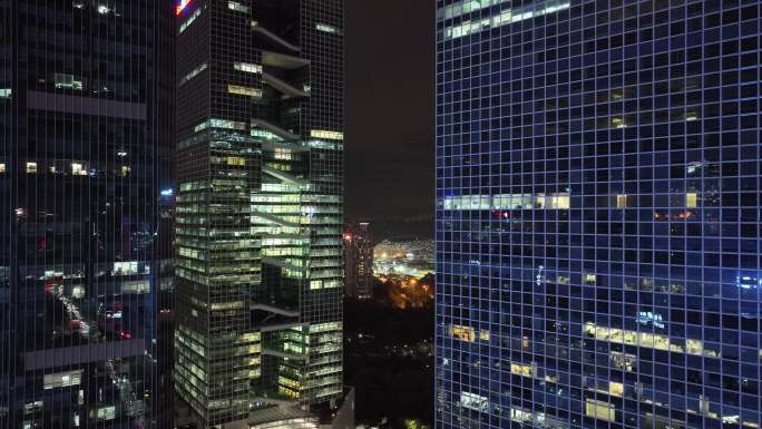 深圳南山区百度国际大厦夜景航拍