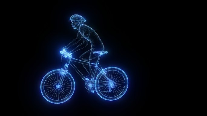 发光全息运动员骑行动画通道素材