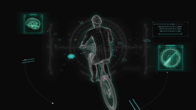 HUD科技界面运动员骑行动画展示素材