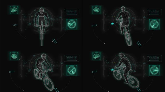 HUD科技界面运动员骑行动画展示素材
