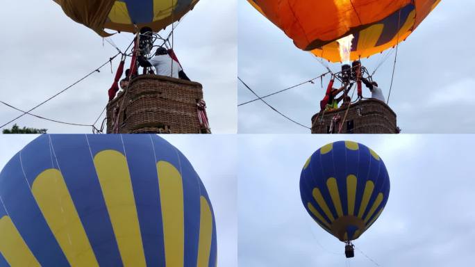 4k- 点火升空的景区热气球体验