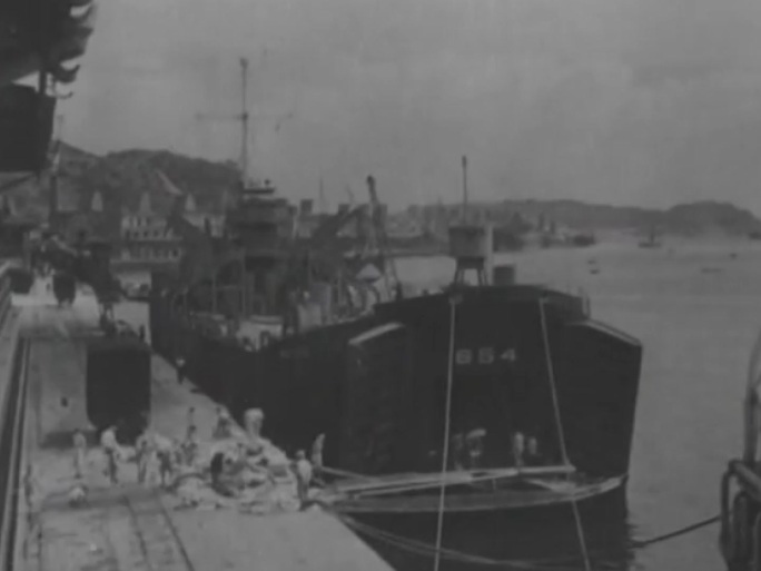 上世纪港口 码头 大型港口 游轮 货轮
