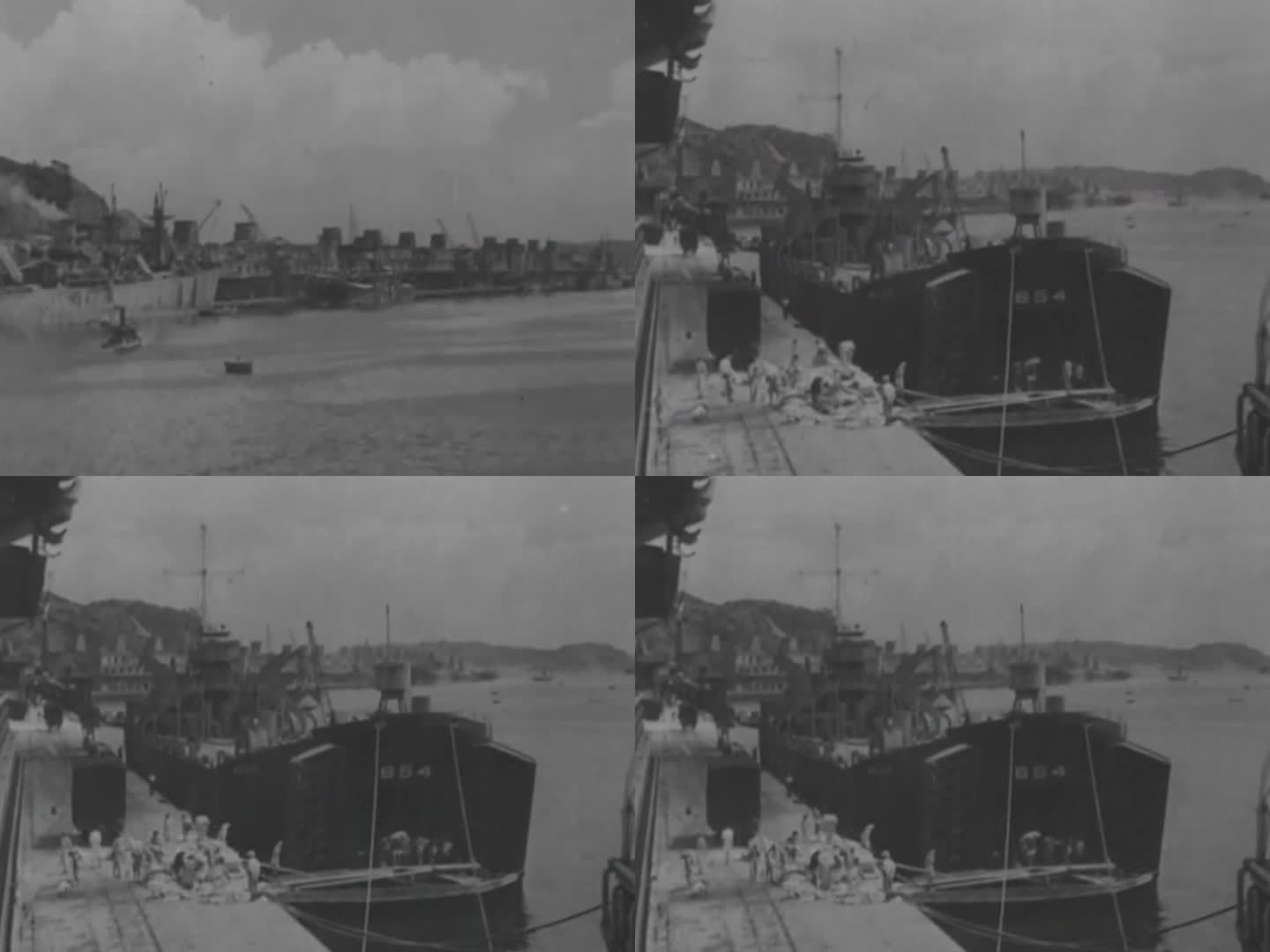 上世纪港口 码头 大型港口 游轮 货轮