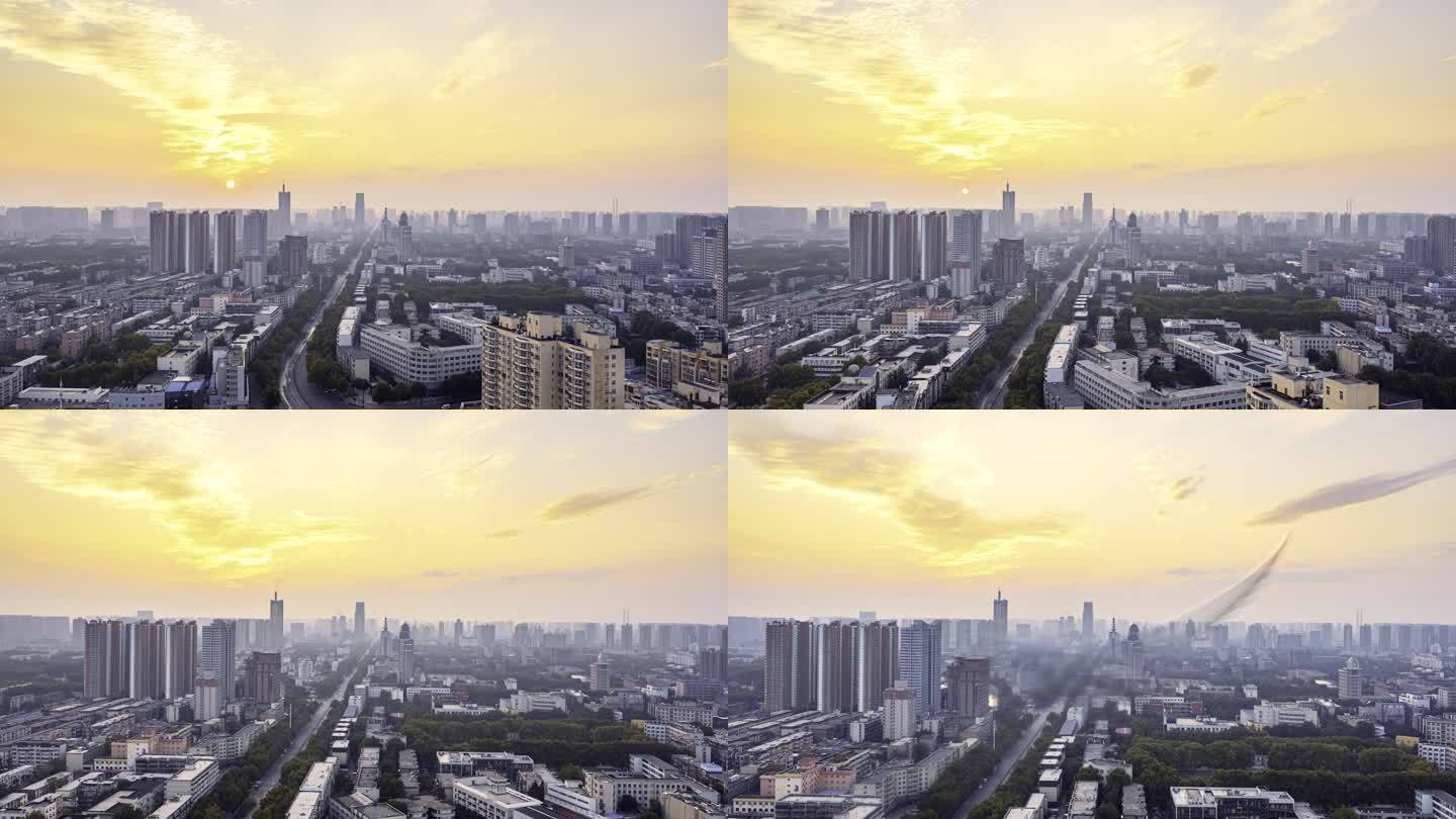 郑州中原路日落航拍延时摄影HDR视频