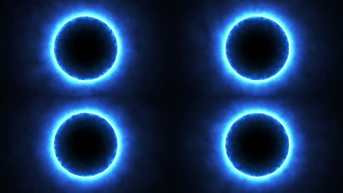 4K蓝色圆圈烟雾圆洞粒子无缝循环