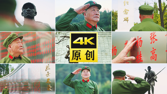 老兵扫墓陵园烈士红军墓园革命清明清明节