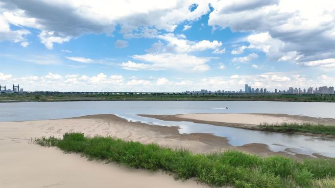 4k航拍湿地 河流 植被  水域 环保