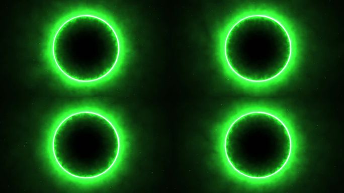 4K绿色圆圈烟雾圆洞粒子无缝循环
