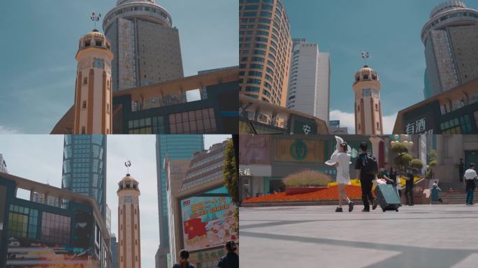 重庆时尚街区人民解放碑路人游玩