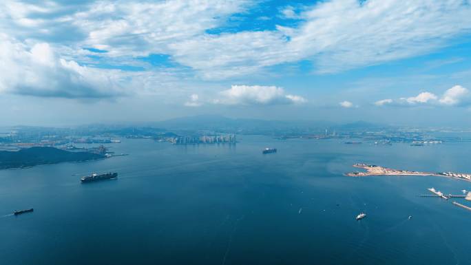 【胶州湾】青岛货轮进港延时航拍