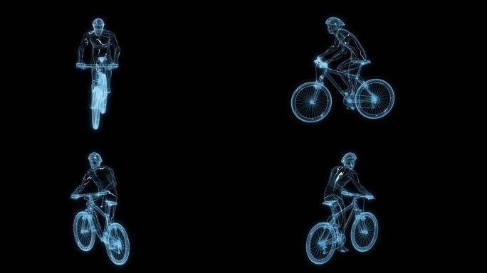 透视全息运动员骑行动画通道素材