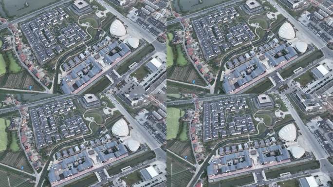 航拍浙江绍兴诸暨山下湖珍珠特色小镇会展