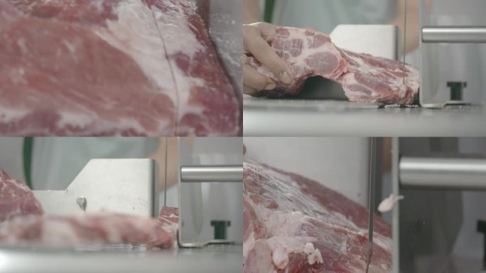 屠宰场自动机器切割排骨猪肉加工肉制品加工