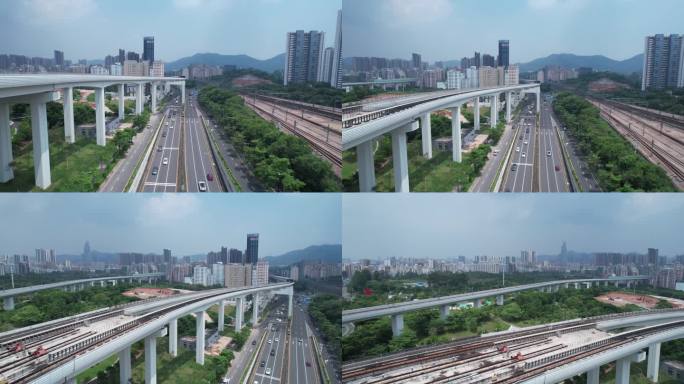 深圳北站周边建筑交通航拍