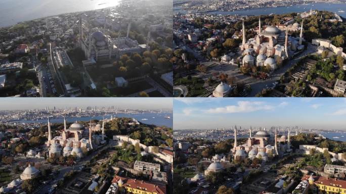 国外土耳其伊斯坦布尔圣索菲亚大教堂航拍