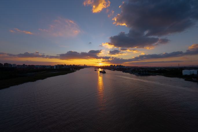 日落延时 夕阳 蓝调