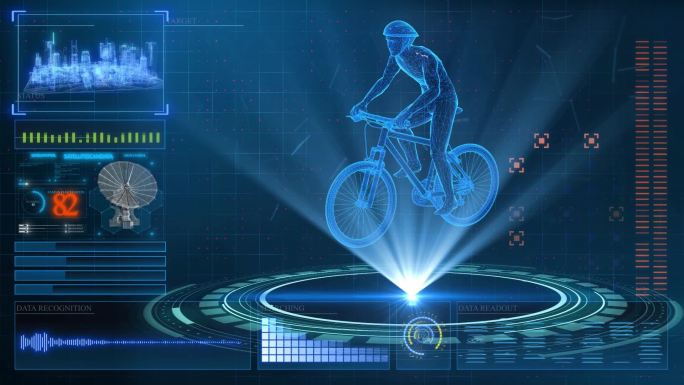 HUD科技界面运动员骑行动画视频素材