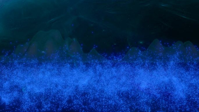 4K 唯美蓝色海洋发光粒子背景