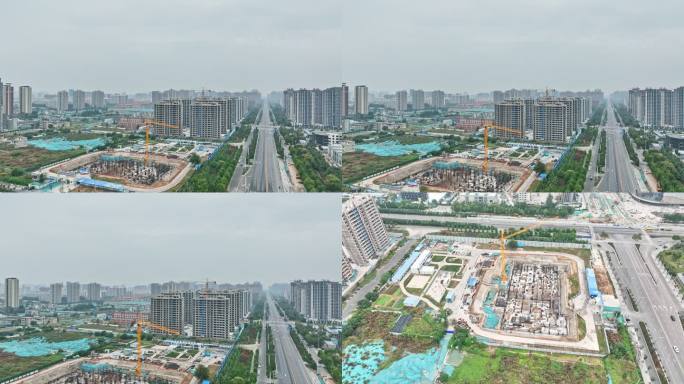 航拍安阳市新区楼盘建设