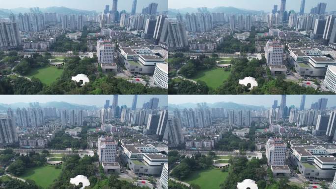 航拍深圳城市建筑罗湖区建筑