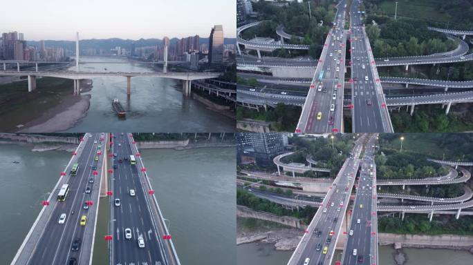 行驶在长江大桥上的车辆